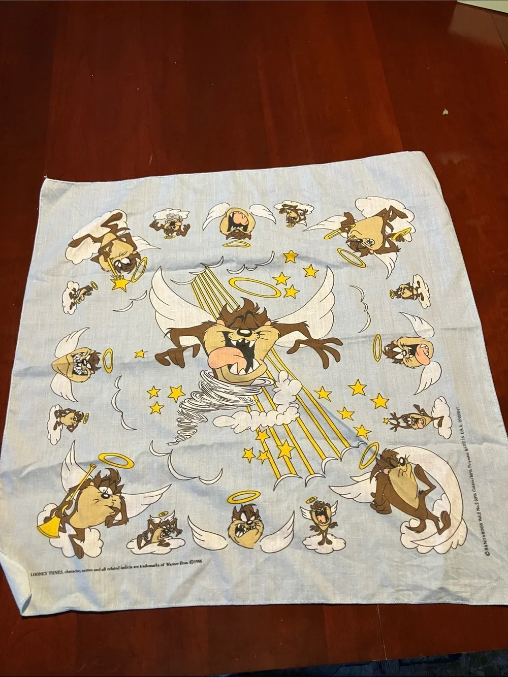 Vintage Looney Tunes Taz Kids Bandana by banderoos Light Blue